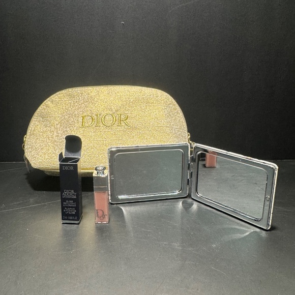 Gold Dior Cosmetic Bag with Goodies NWOT - Picture 5 of 9